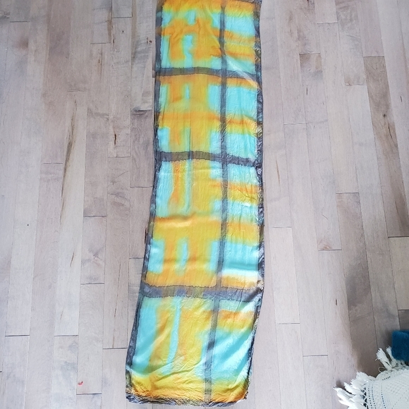 Blue and orange Silk scarf - Picture 3 of 8